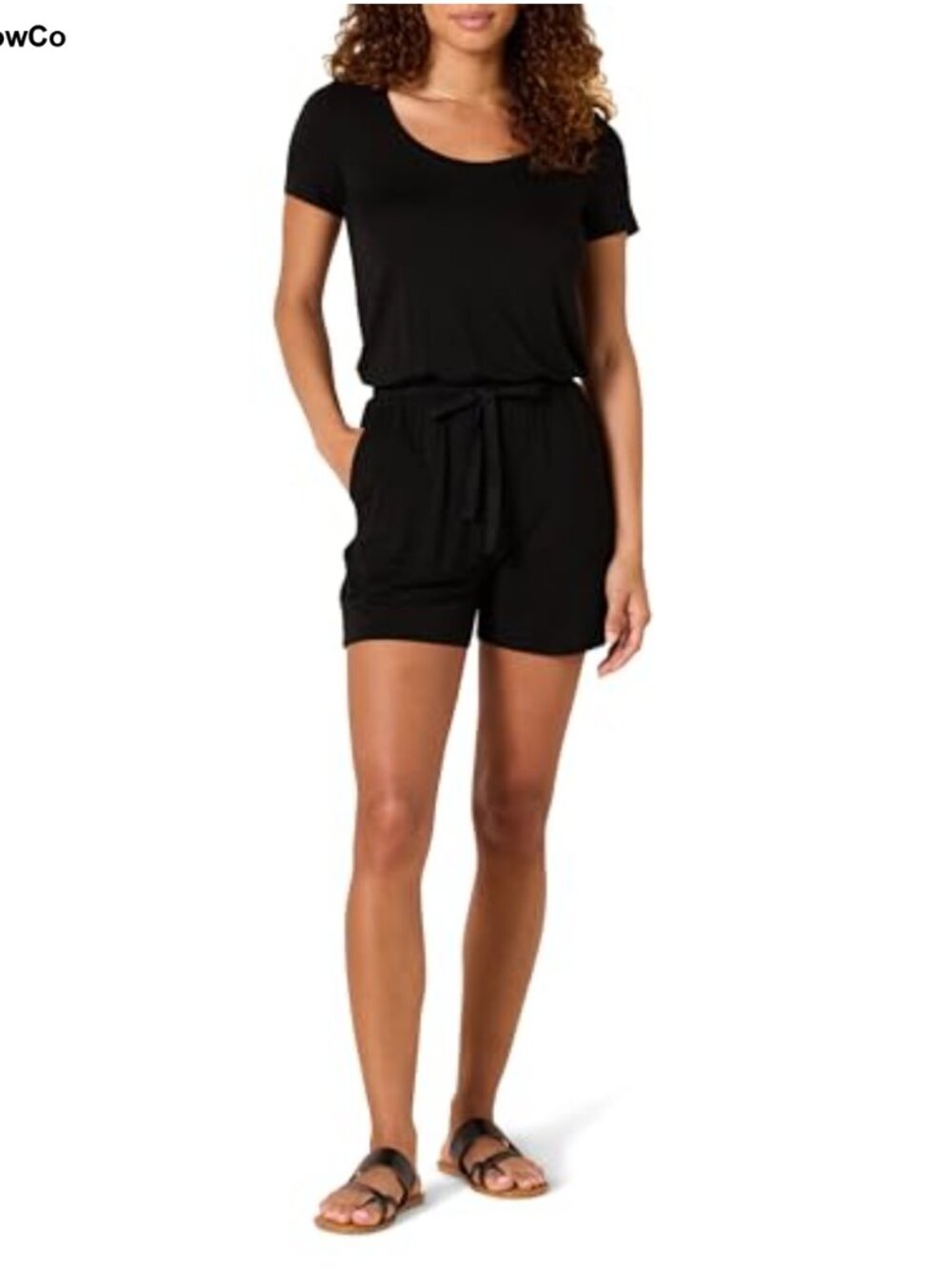 Casual Summer Romper Short Sleeve Scoop Neck Elastic Waist Women's Jumpsuit